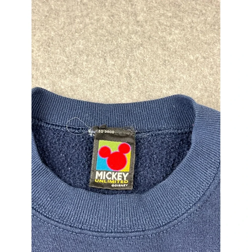 Vintage Mickey Mouse Sweatshirt Mens XL Navy Blue Embroidered Disney Crewneck